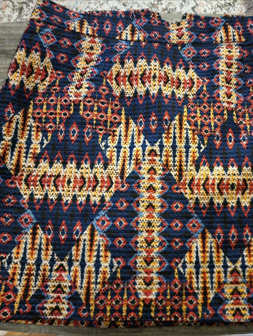 Sam Edelman Navy Knit Skirt with Multi-Color Aztec Trim Sz 10